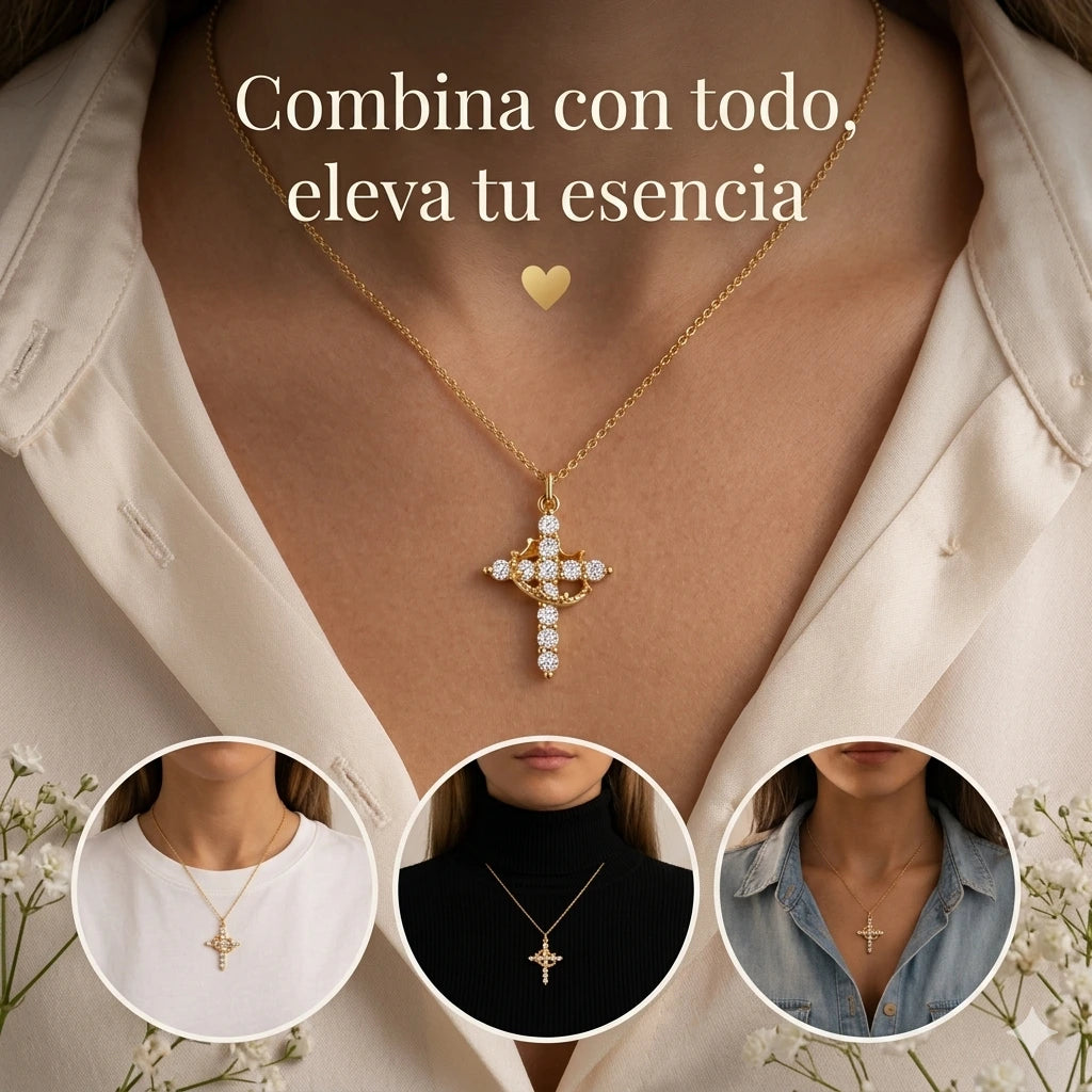 COLLAR DE CRUZ  CORONA  Y FÉ