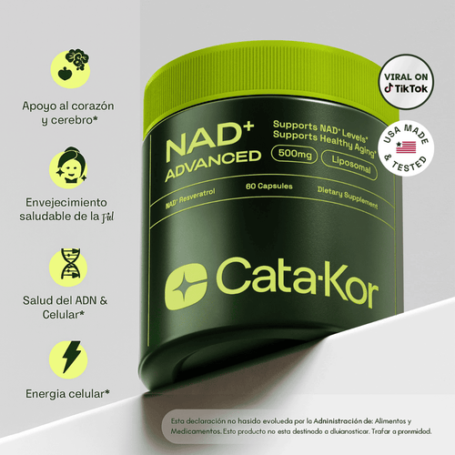 Suplemento antienvejecimiento avanzado Cata-Kor NAD+ con resveratrol