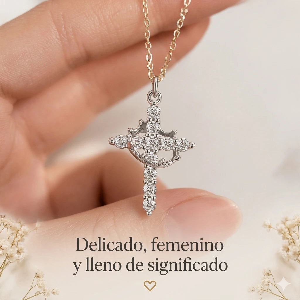 COLLAR DE CRUZ  CORONA  Y FÉ