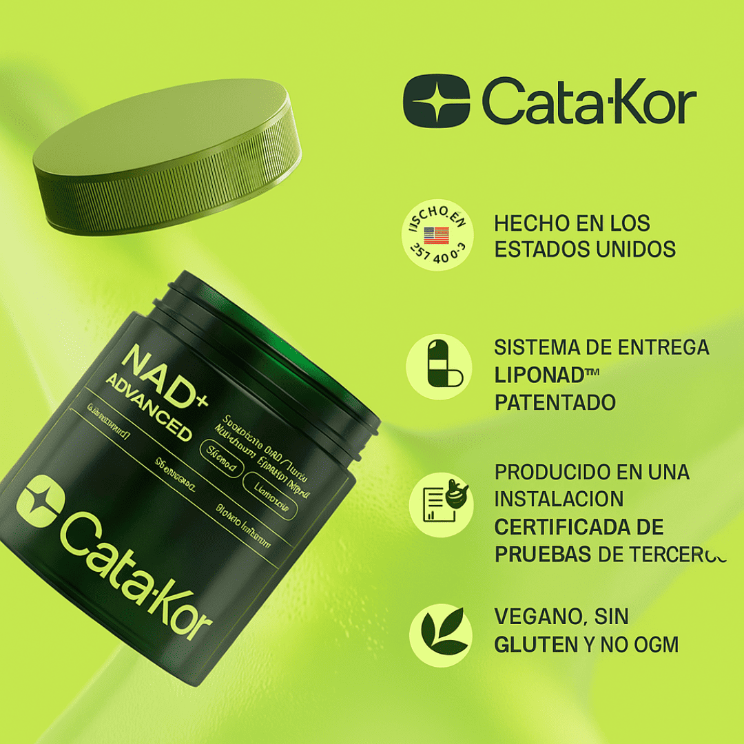 Suplemento antienvejecimiento avanzado Cata-Kor NAD+ con resveratrol