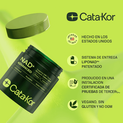 Suplemento antienvejecimiento avanzado Cata-Kor NAD+ con resveratrol