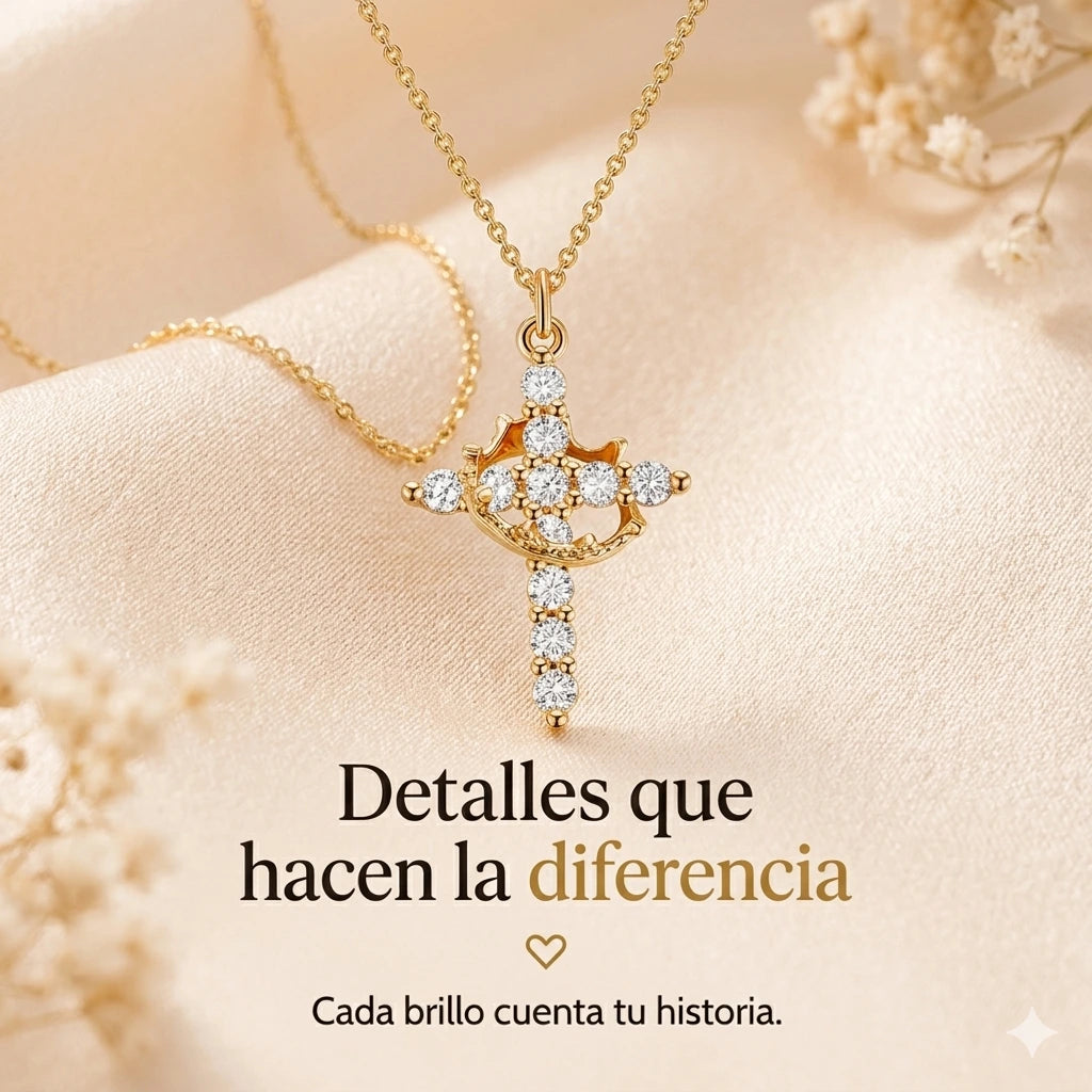 COLLAR DE CRUZ  CORONA  Y FÉ
