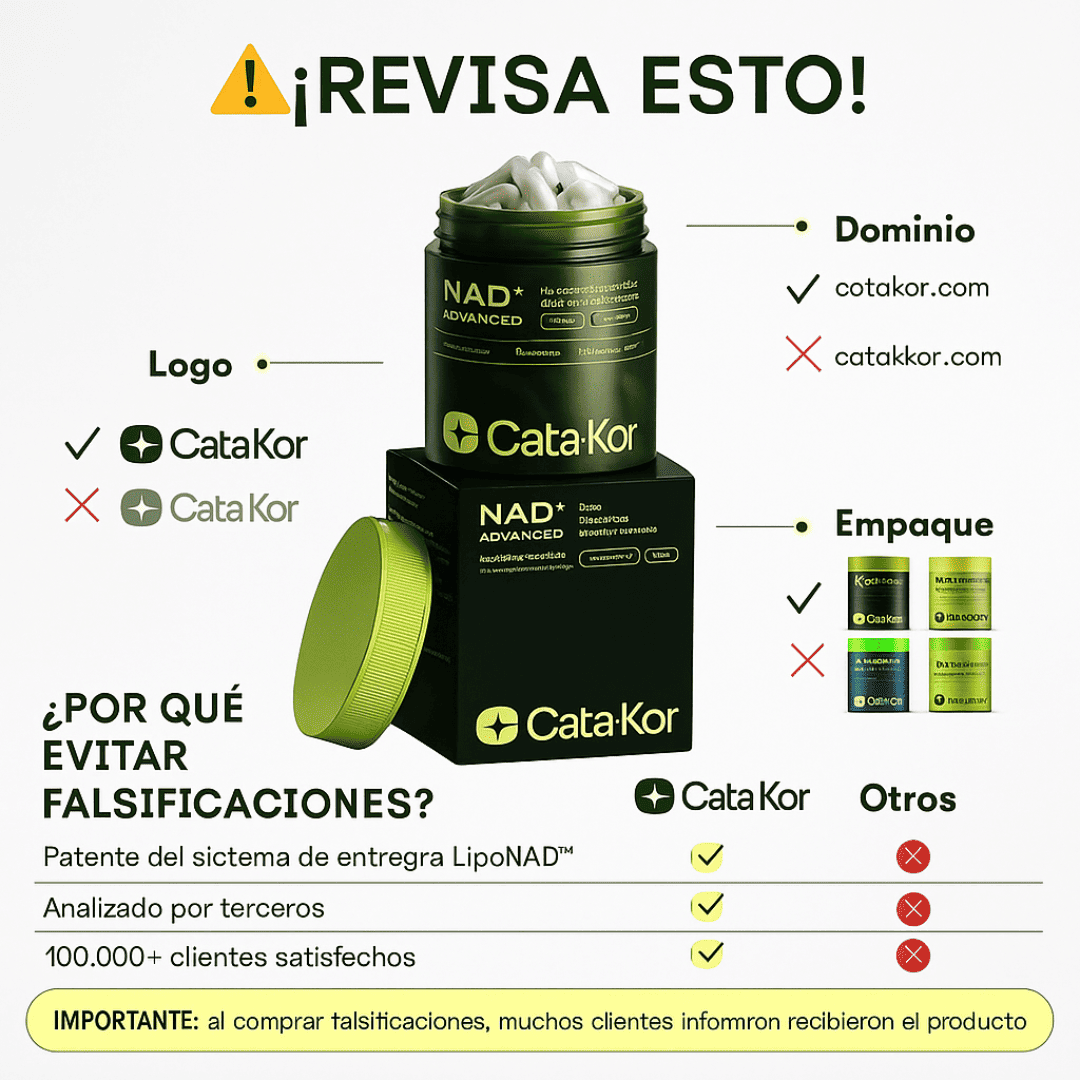 Suplemento antienvejecimiento avanzado Cata-Kor NAD+ con resveratrol