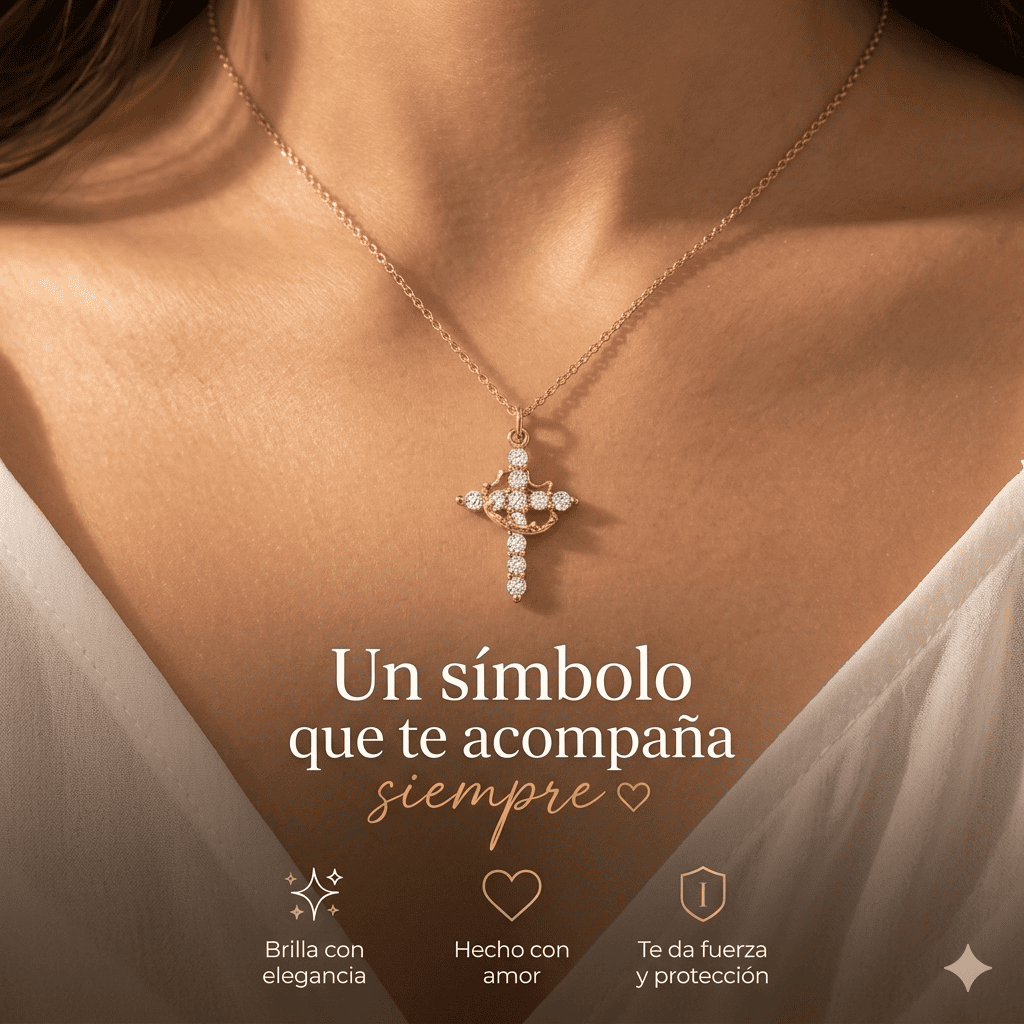 COLLAR DE CRUZ  CORONA  Y FÉ